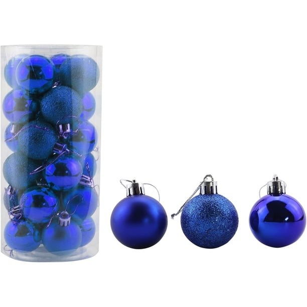 24 piezas de adornos de bolas de Navidad pequeñas de 1,57 pulgadas, decoraciones navideñas inastillables, bolas de árbol para decoración de fiestas de bodas, adornos de árboles, ganchos incluidos