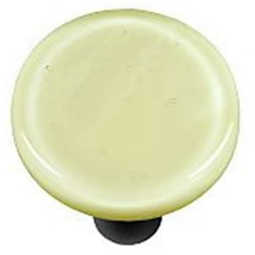 Hot Knobs HK1039-KRB French Vanilla Round Glass Cabinet Knob - Black Post