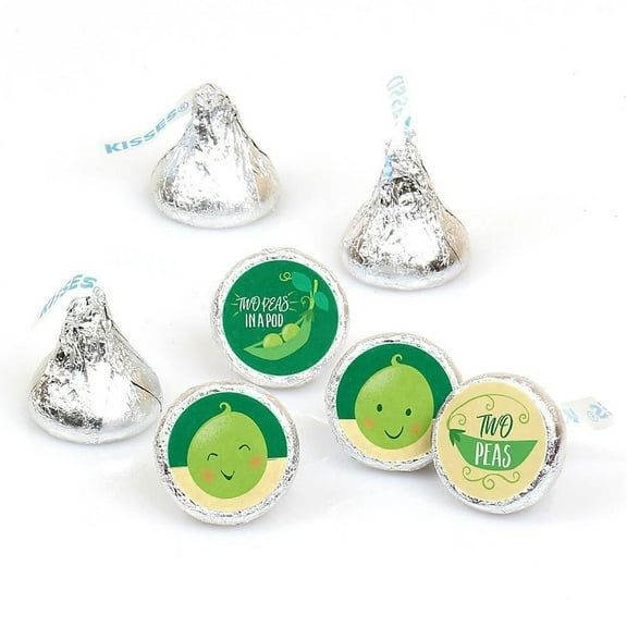 Big Dot of Happiness Double the Fun - Twins Two Peas in a Pod - Party Round Candy Sticker Favors - Labels Fits Chocolate Candy (1 Sheet of 108)