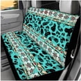 thumbnail image 3 of Yuyamidu Cow Print Car Seat Covers Full Set of 14 Cyan Aztec Steering Wheel Cover Seatbelt Shoulder Pad Car Headrest Covers Armrest Pad Key Ring Coasters for SUV Sedan, 3 of 7