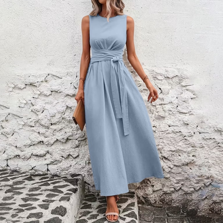 summer boho beach dresses Maxi Dress Sleeveless Ruffle A-Line Coral colors and patterns may 2023 Sparkly Mermaid Scoop Size:85 vintage patterns