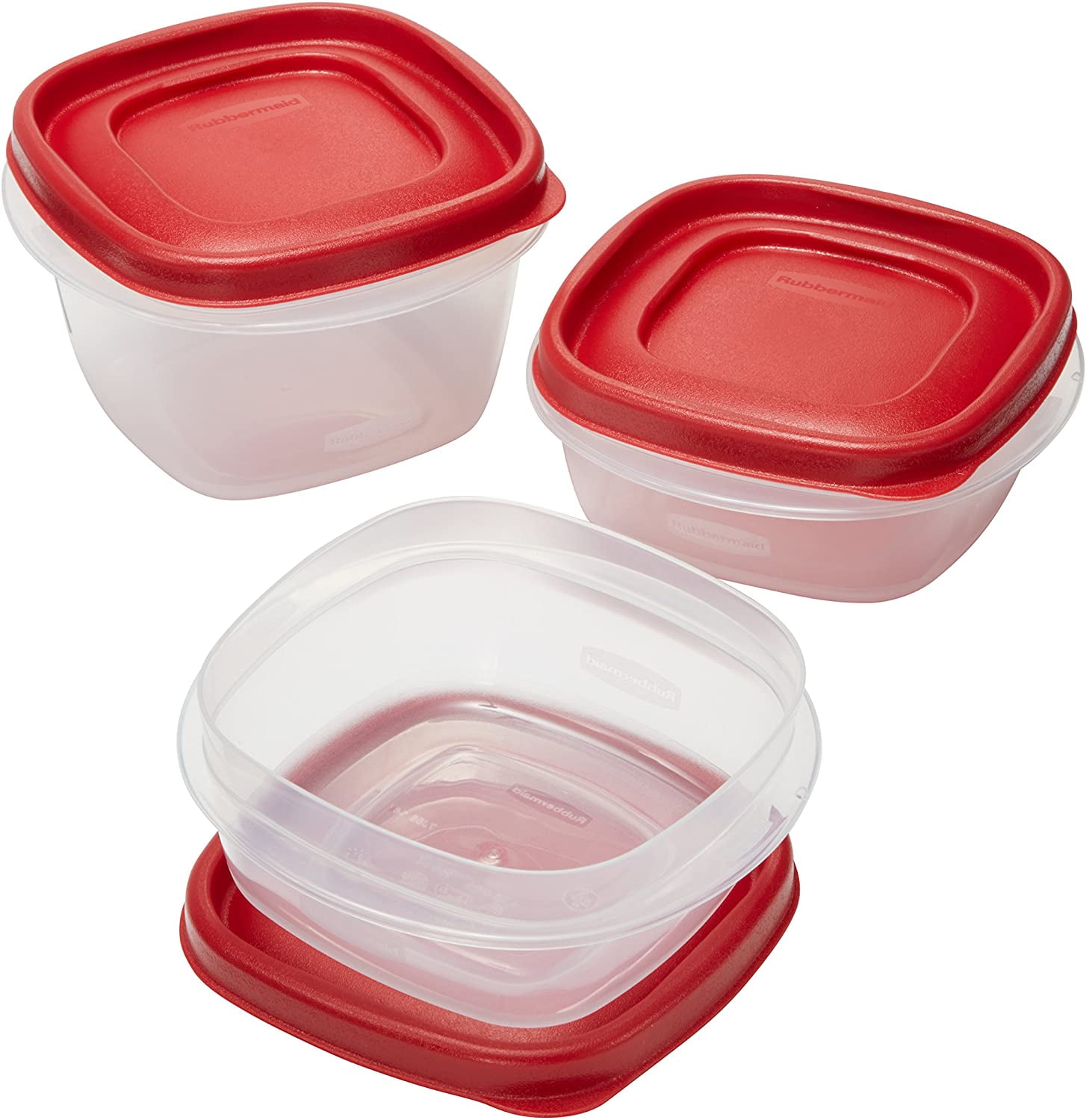 Rubbermaid Plastic Easy Find Lids Containers Value Pack, Two 1.25cup & One  2 Cup 