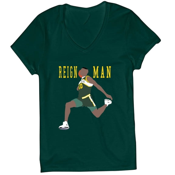 Shawn Kemp Reign Man Seattle LADIES V-NECK Shirt T-Shirt