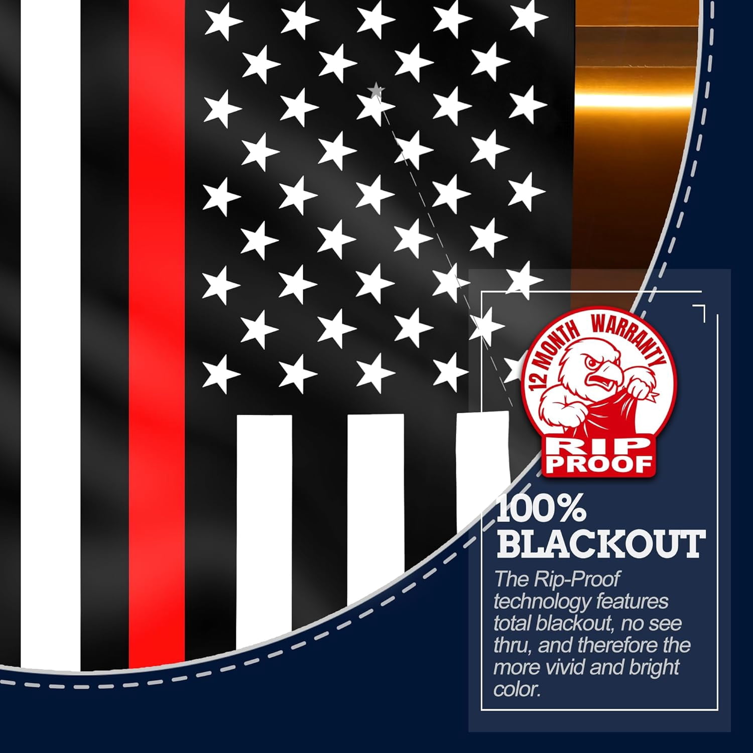 Anley Rip-Proof Double Sided 3-Ply Thin Red Line USA Flag 3x5 Foot - American Honoring Firefighter Flags