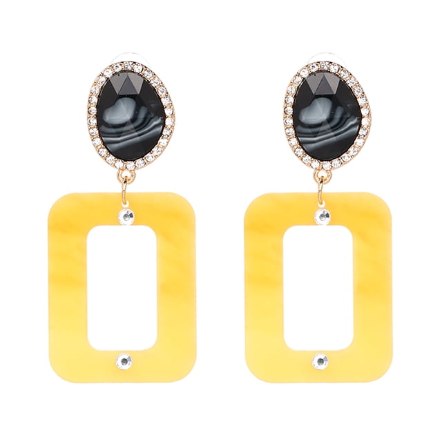 Pendientes geométricos bohemios exagerados simples Joyería de moda para mujeres y niñas (amarillo)