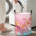 thumbnail image 4 of Laundry Basket, Abstract Pink Gold Splash Laundry Hamper Waterproof Laundry Bag Clothes Hamper Laundry Bin with Handles for Bedroom, Living Room, Kids Room, 4 of 6