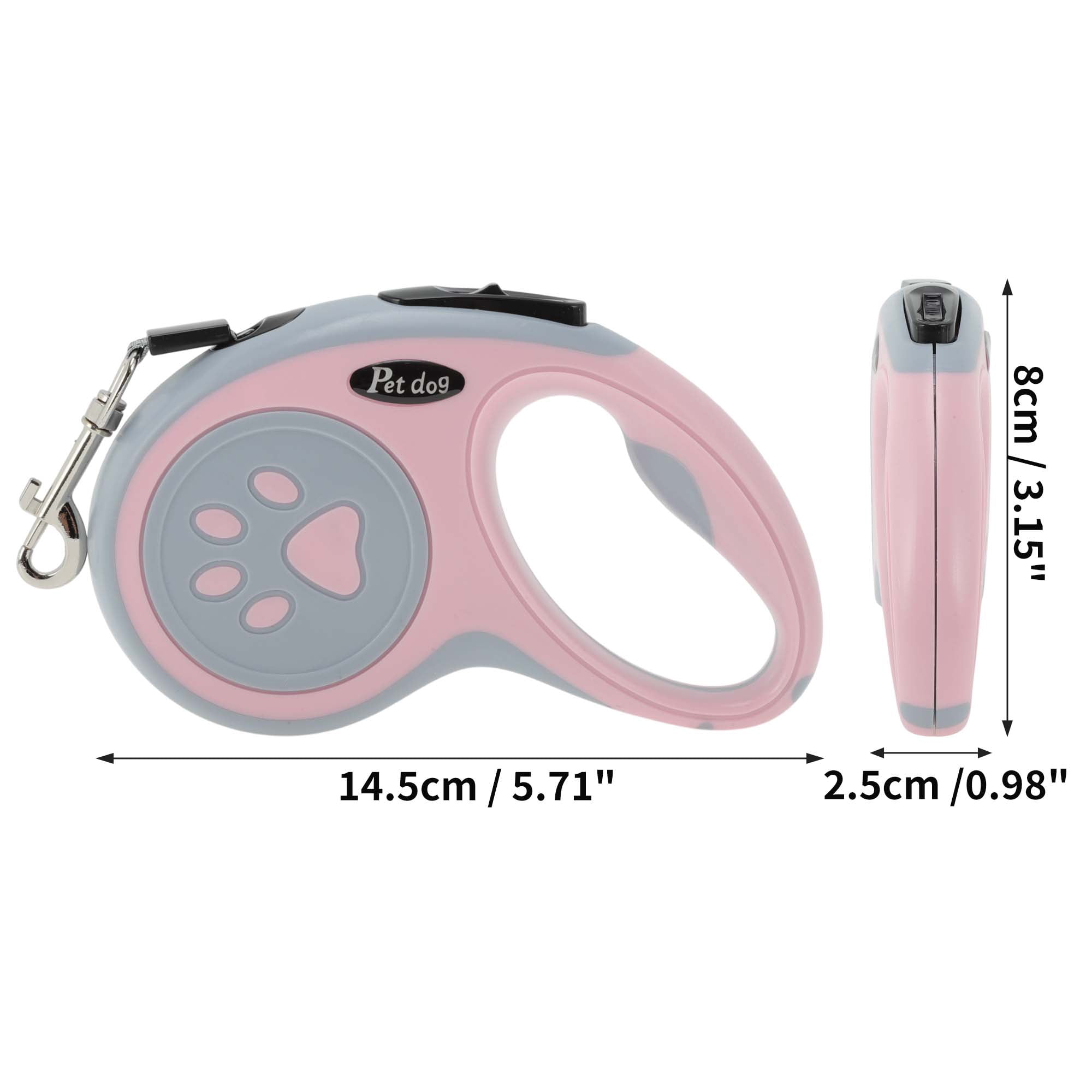 Unique Bargains Retractable Pet Leash with Ergonomic Handle Pink 3 Meter