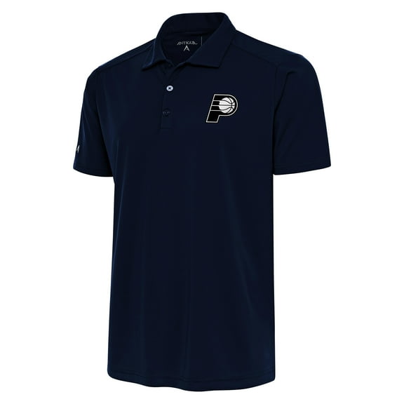 Men's Antigua Navy Indiana Pacers Metallic Logo Tribute Desert Dry Polo
