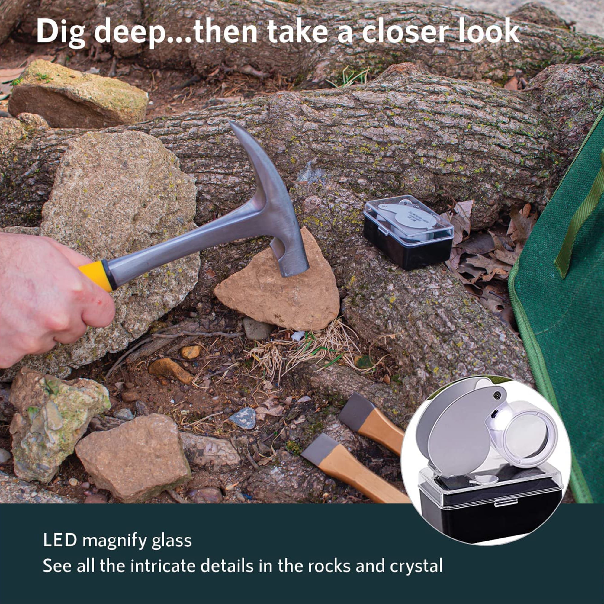 Upper Midland Products Rock Pick Hammer & Chisel Set with Musette Tool Bag
