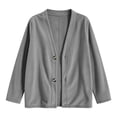 thumbnail image 3 of Qgtaibl Womens Button Down Blouse Corduroy V Neck Long Sleeve Shacket Jackets Fall Loose Fit Casual Cardigan Tops Gray XL, 3 of 5