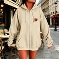 thumbnail image 6 of Gsakboxl Sweaters for Women Football Embroidery Full Zip Up Long Sleeve Hooded Sweatshirt Casual Outer Hood Jacket For Football Lovers Fall Daily Wear, 6 of 8