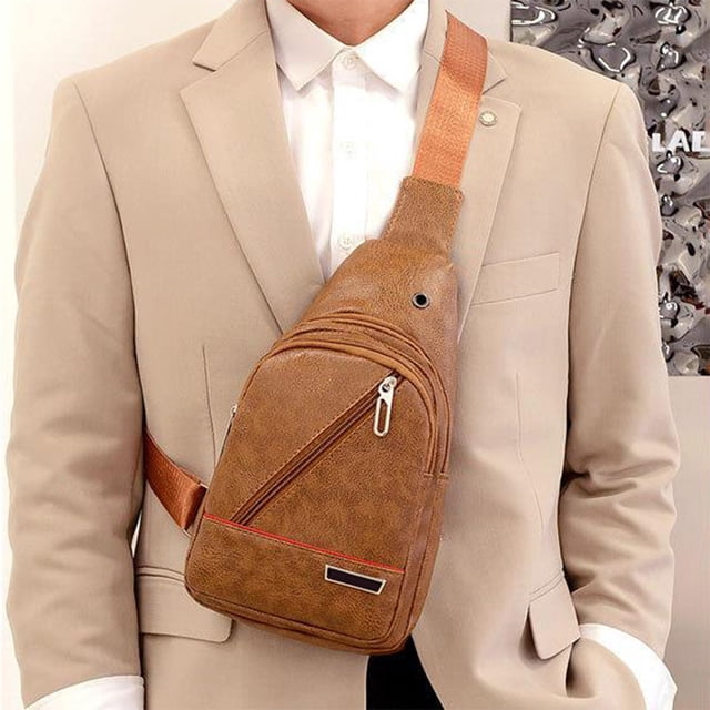 Bandolera de Piel Sintética de Poliuretano | Riñonera Unisex | Mochila Cruzada con Orificio para Auriculares | Ideal para Senderismo, Camping y Actividades Al Aire Libre | Tamaño: 30 X 18 Cm | Colore