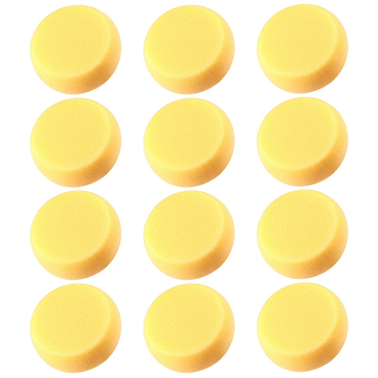 30 Pcs 2.9 inch Round Painting Sponge, 1 inch Thick Synthetic Sponge,  Watercolor Yellow Sponges for Art Crafts Pottery Ceramics Clay Painting