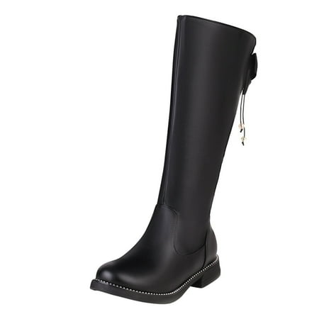 

ZHAGHMIN Narrow Calf Boots For Women Skinny Legs Fashion Women S Shoes British Style Leather Solid Color Side Zipper Bow Pearl Pendant Knee High Boots Women S Leather Boots Knee High Thick Thighs Wo