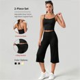 thumbnail image 2 of KPOPLK Workout Clothes for Women 2 Piece Solid Gym Yoga Outfits Set Sports Bra High Waist Capri Pants Activewear Black,Size L, 2 of 7
