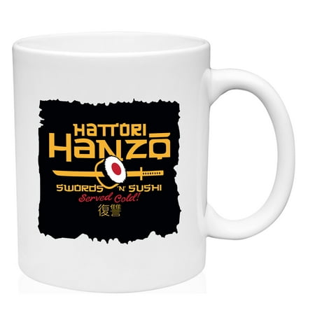 

Hattori Hanzo Swords n Sushi Mug Large Coffee Mug 15 oz Ceramic Coffee Mug Funny Gift Cup