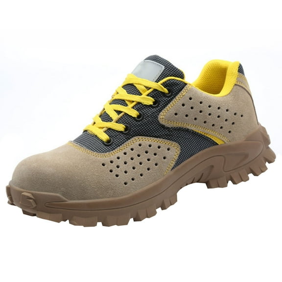 Safety Shoes Men'S Anti-Smashing Steel Toecap Shoes Lightweight Work Trainers Fashion Waterproof Work Shoes EU 36-46
