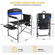 KingCamp Padded Outdoor Chair with Table and Pockets, Black/Blue (2 Pack)