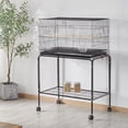 thumbnail image 3 of REKHHY 47-inch Rolling Breeding Flight Bird Cages for Parakeets Budgies Finches Cockatiels Conures Lovebirds Canaries Parrots w/Detachable Stand, Black, 3 of 9