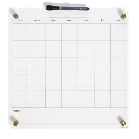 U Brands 16 x16  Acrylic Dry Erase Calendar with Gold Hardware