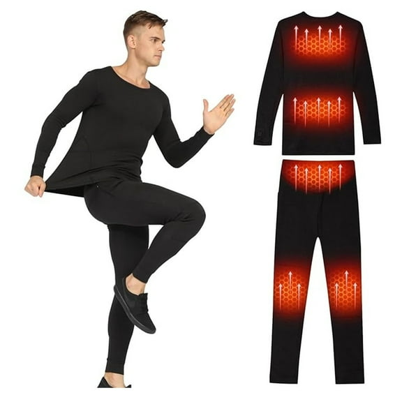 SAVIOR HEAT Heated Thermal Underwear Set for Men & Women - Black & Gray, 30Sec Fast Heating, 3 Temp Settings (100℉-150℉), 7.4V 3000mAh Rechargeable Batteries, Breathable Polyester - Ideal for Winter