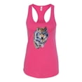thumbnail image 2 of Wild Bobby, Wolf Oil Painting Animal Lover Ladies Racerback Tank Top, Raspberry, X-Large, 2 of 3