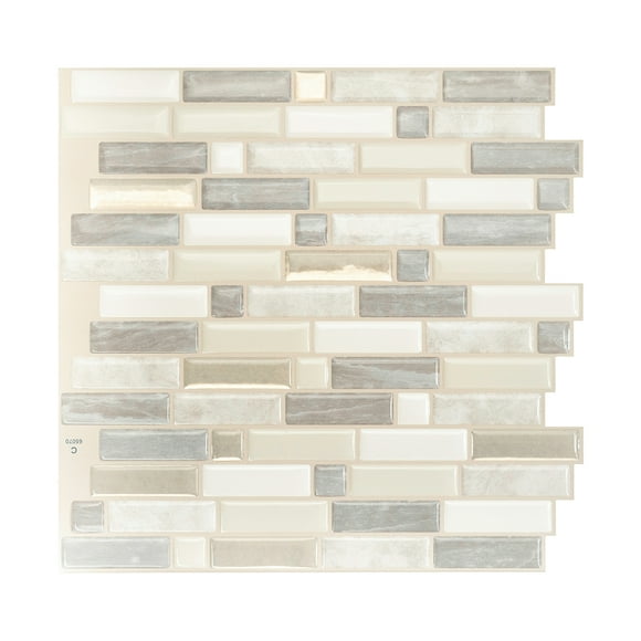 Smart Tiles - Carreaux Adhésifs 3D à Peler et Coller, Ivoire - Lot de 5 9.73 Pouces x 9.36 Pouces