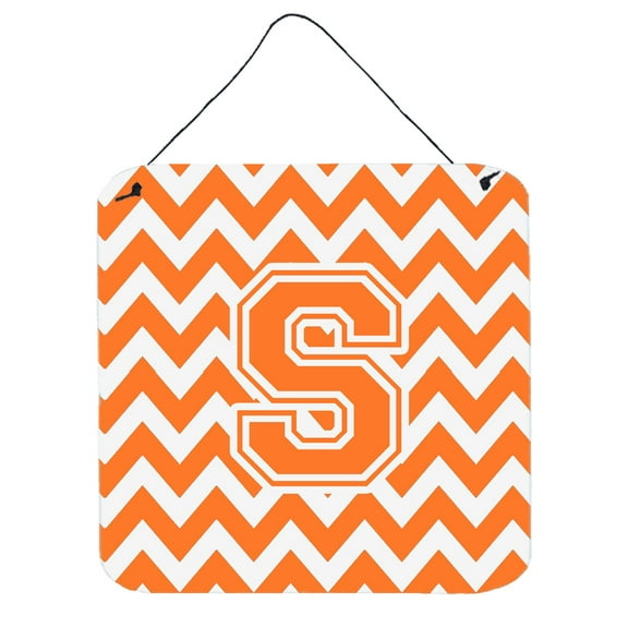 Letter S Chevron Orange and White Wall or Door Hanging Prints