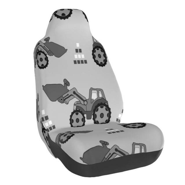Wukai Gray Tractor Full Set Car Seat Covers with Soft Padding Universal Auto Front Seats Protector and Cushion Mat
