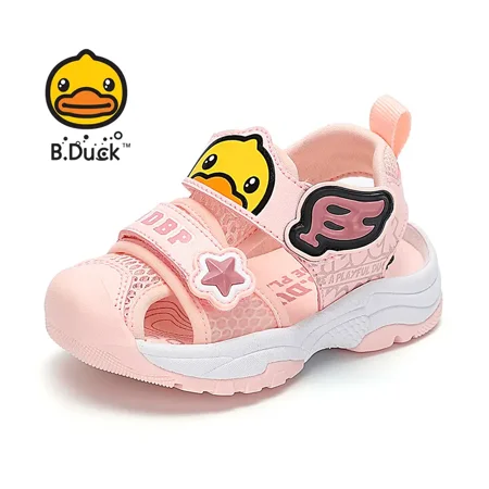 

GEDER-SA B.Duck Boys Girls Anti-kick Sandals Soft Sole Anti Slip Lightweight Breathable Hook & Loop Fastener Slippers Slides