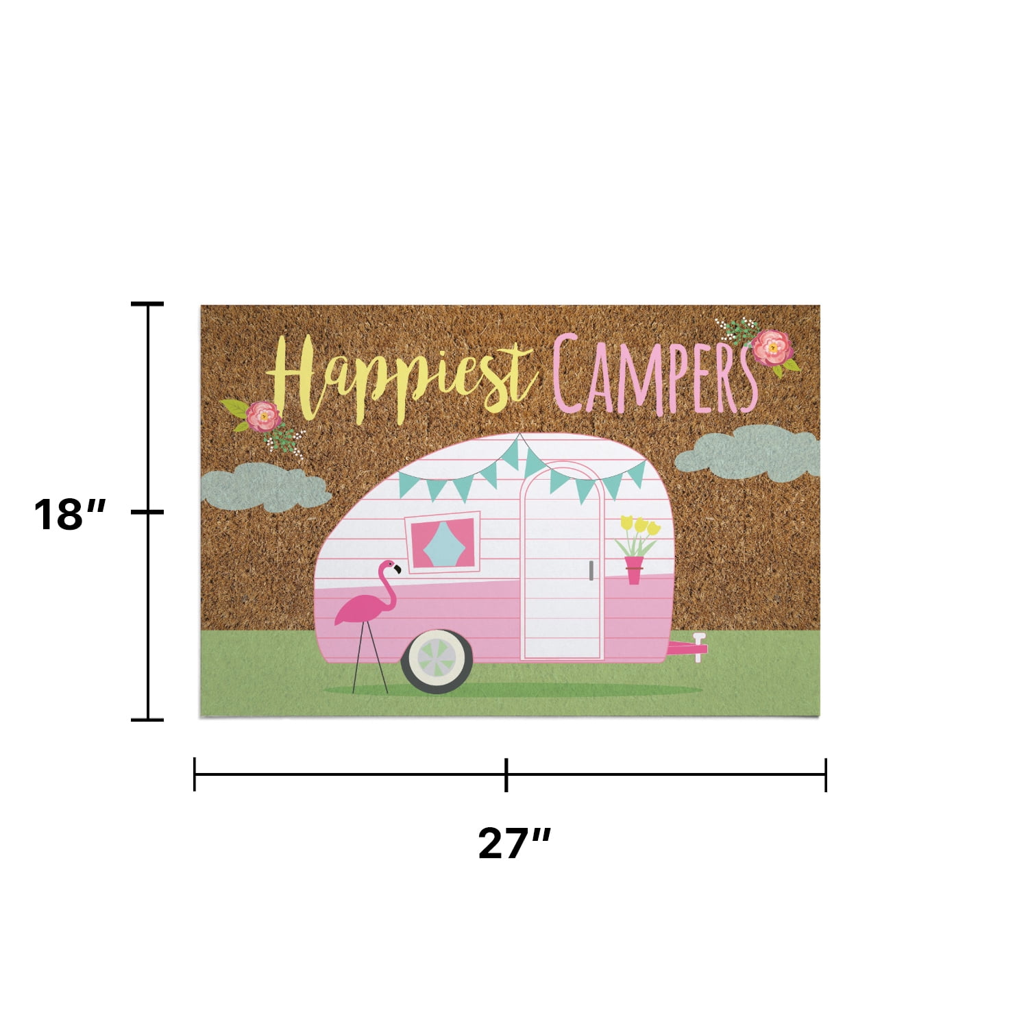 Personalized Planet 27"x18" Happiest Camper Polyester Doormat