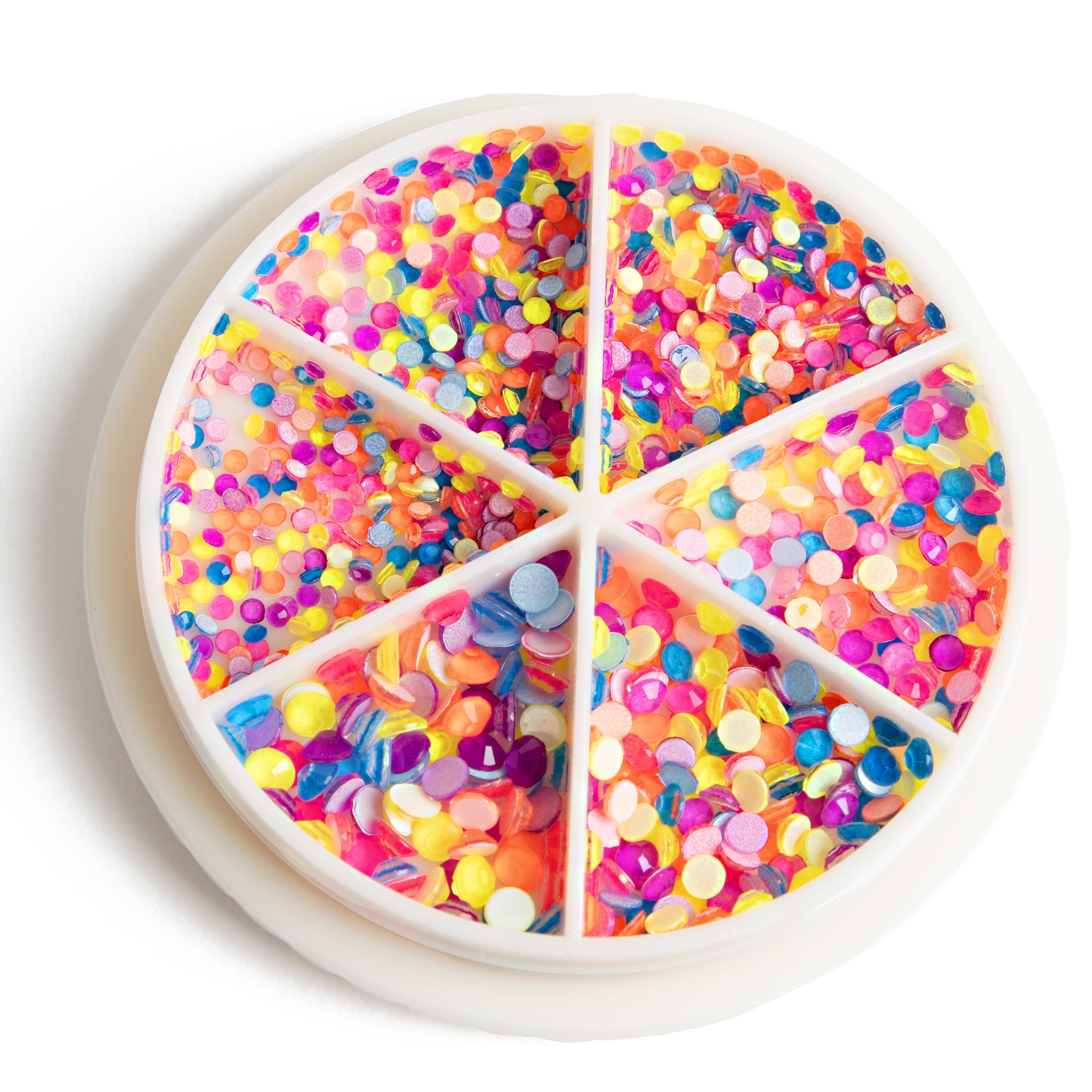 (4 pack) Cousin DIY Neon Multi-Color Flatback Crystal Wheel, 1046 Pieces, Assorted Sizes 1.6-3.2 mm, Adult