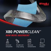 WypAll PowerClean X80 Cloths Heavy Duty Wipes (41043), Jumbo, Extended Use Towels, Blue (1 Roll of 455 Sheets, 455 Sheet Total)