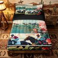 thumbnail image 2 of Erosebridal Soft Floral Racing Horse Print Zipper Twin Comforter Sets with Fitted Sheet and 2 Pillowcases,Garden Rose Track Accent Zipper Bedding Set,Teal Crimson,4-Piece,Black Reversible, 2 of 6