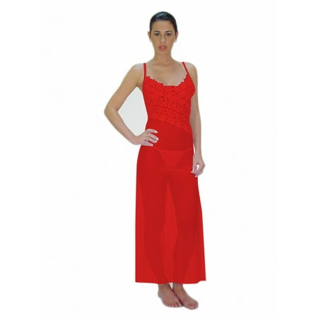 

Sheer Fabric Gown with Angle-Cut Lace Bodice and Matching Thong