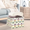 thumbnail image 3 of Yayeee Collapsible Storage Bin with Lid Fabric Closet Decorative Basket with Handles, Beige Floral Pattern, 3 of 7