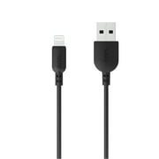 onn. Lightning to USB Cable, Black, 3 Feet