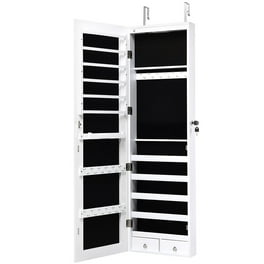 HNEBC Jewelry Cabinet with Mirror Full Length Mirror with Storage Wall Door Mount Jewelry Armoire with 3 Color Lights LED Jewelry Organizer Box has Mirror Touch Lights Wood Walmart