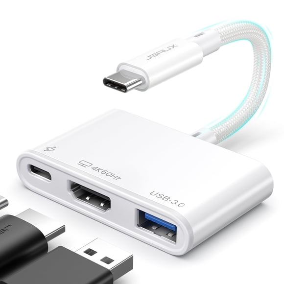 Adaptador USB C a HDMI JSAUX 4K @60Hz 3 en 1 con carga de 100 W