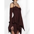 thumbnail image 2 of Osfvolr Women'S Halloween Costumes Off-Shoulder Butterfly Fairy Cosplay Party Handkerchief Flowy Midi Dress Chocolate Color S, 2 of 6