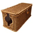 thumbnail image 2 of Siruishop Cable Management Box Imitation Rattan Desk Storage PC Charger Cord Organizer 32cmx13cmx13cm, 2 of 8