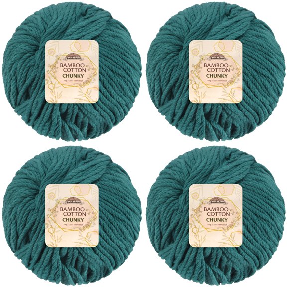 JubileeYarn Bamboo Cotton Chunky Yarn - 100g/Ball - Frozen Tidepool - 4 Balls