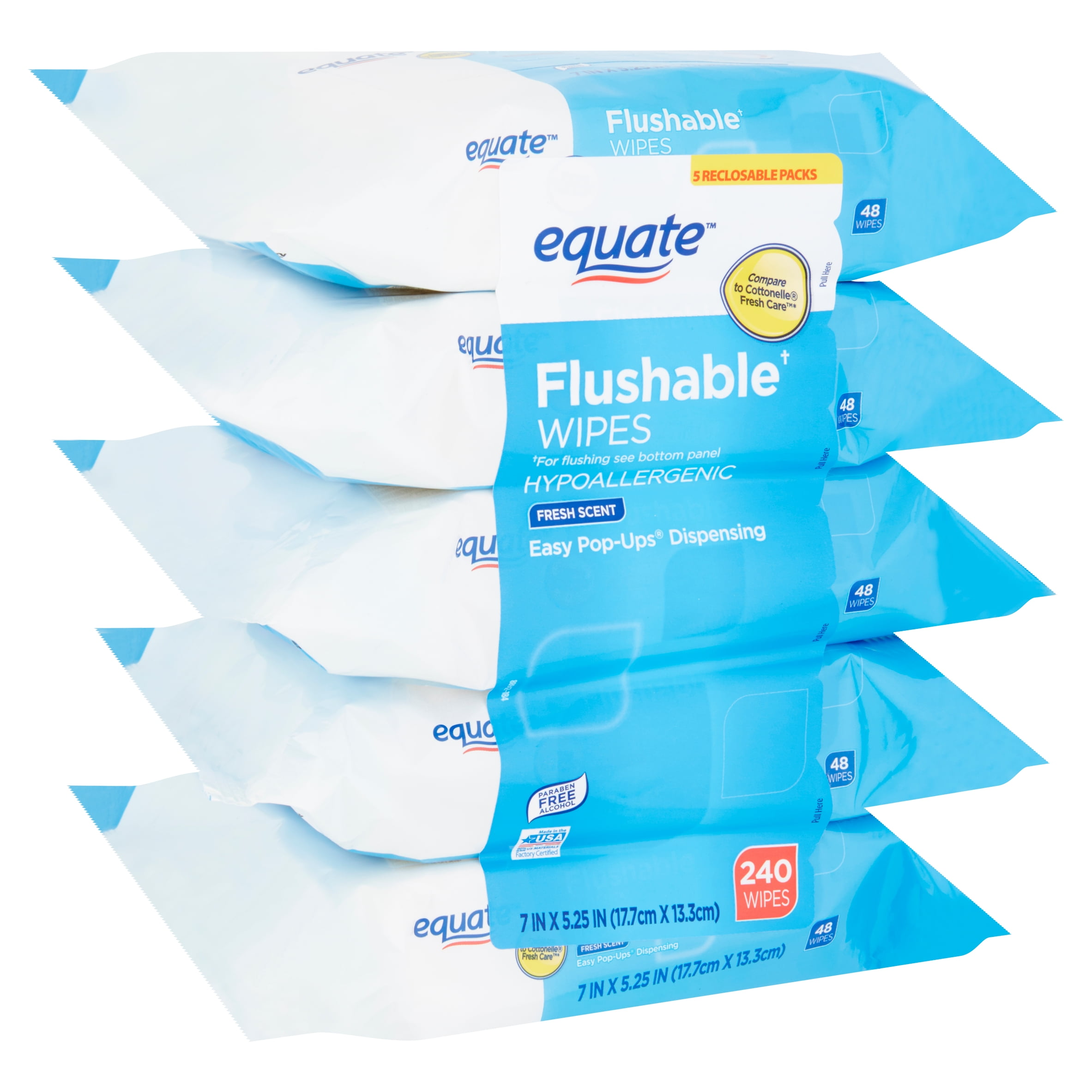 Equate Flushable Wipes, Fresh Scent, 5 