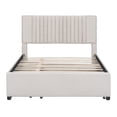 thumbnail image 3 of Full Size Adjustable Bed Base, Full Size Upholstered Platform Bed with 2 Drawers and 1 Twin Size Trundle, Classic Headboard Design, Beige, Beige Bed Frames,Linen Platform Bed Frames, 3 of 18