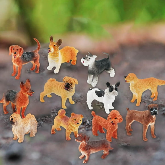 12x figuras de perros de simulación animales niños juegan juguetes perro miniatura Playset modelo Animal para sala de estar mesa hogar fiesta Favor