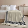 thumbnail image 2 of Throw Blanket for Couch Geometric Greek Key Design Soft Fleece Flannel Blankets Cozy Lightweight Blanket for Home Sofa Living Room Beige Bed Throws 40" x 60", 2 of 9