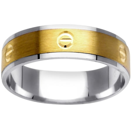 - 18K Two Tone Gold Modern Men's Wedding Band (6mm)
