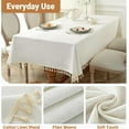 thumbnail image 2 of Textured Table cloth for Rectangle table, Heavy Duty Farmhouse Tablecloth Solid Cotton Linen Waterproof Wrinkle Free Burlap Tables Cover for Kitchen Dining,Party, Ivory 55''x120'',10-12 Seats, 2 of 7