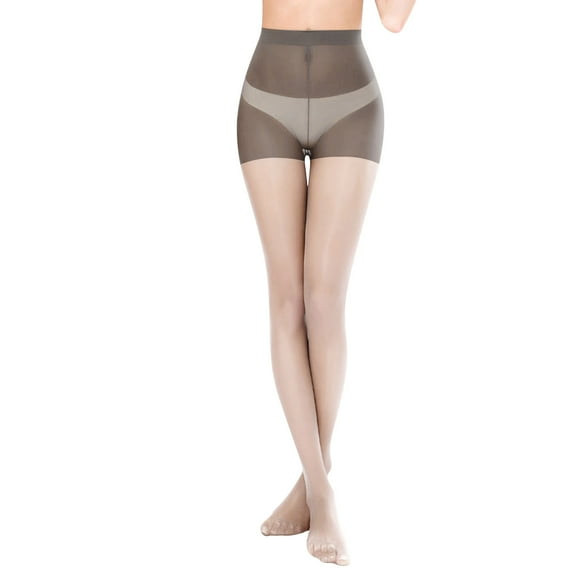 Fauean Pantyhose for Women High Waist Control Top with Run Light Support Legs Tights Grey