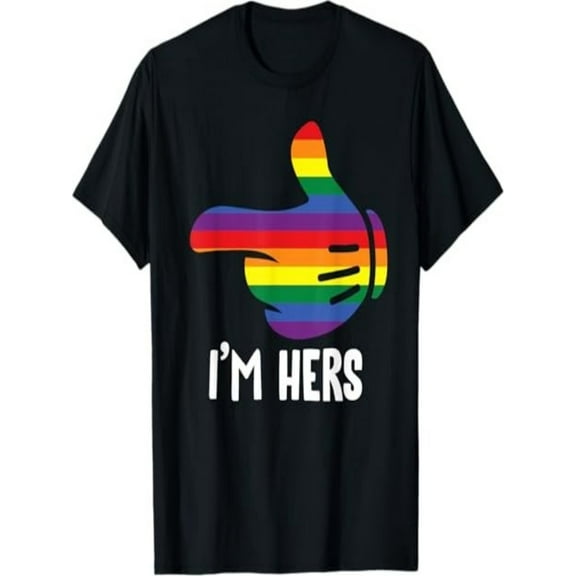 BESTLUCKY I'm Hers Rainbow Lesbian Couple Funny LGBT Pride Matching T-Shirt